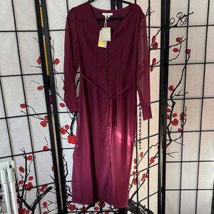 Boden Deep Red Long Sleeve Dress NWT